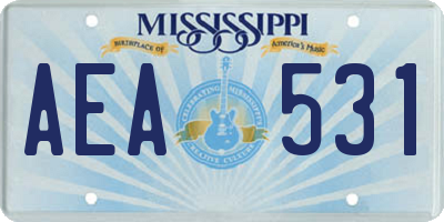 MS license plate AEA531