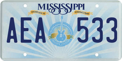 MS license plate AEA533