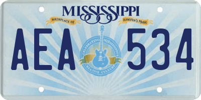 MS license plate AEA534
