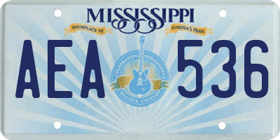 MS license plate AEA536