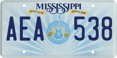 MS license plate AEA538