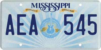 MS license plate AEA545