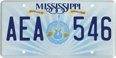 MS license plate AEA546