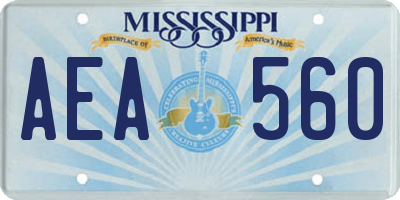 MS license plate AEA560