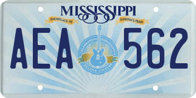 MS license plate AEA562