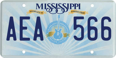 MS license plate AEA566