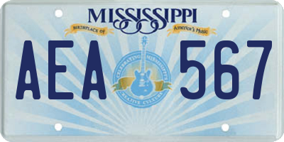 MS license plate AEA567