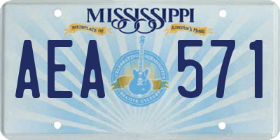 MS license plate AEA571