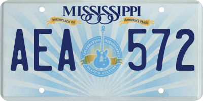 MS license plate AEA572