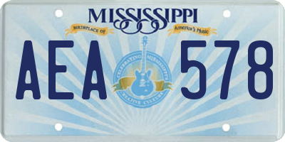 MS license plate AEA578