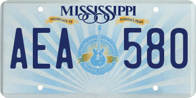 MS license plate AEA580