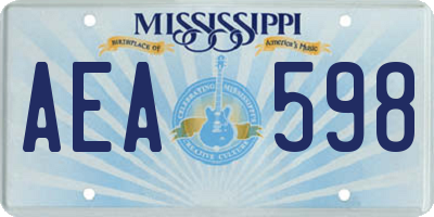 MS license plate AEA598