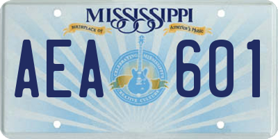 MS license plate AEA601