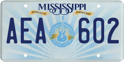 MS license plate AEA602