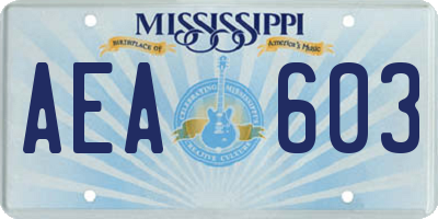 MS license plate AEA603