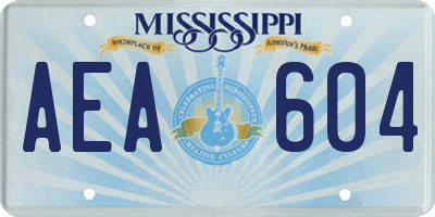 MS license plate AEA604