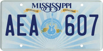 MS license plate AEA607