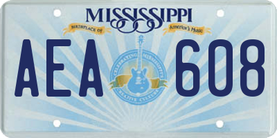 MS license plate AEA608