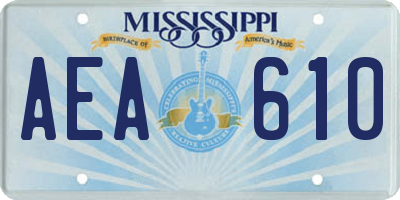 MS license plate AEA610
