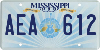 MS license plate AEA612
