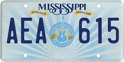 MS license plate AEA615