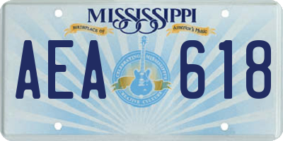 MS license plate AEA618