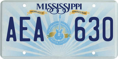 MS license plate AEA630