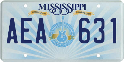 MS license plate AEA631