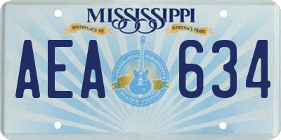 MS license plate AEA634