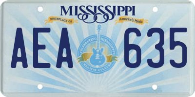 MS license plate AEA635