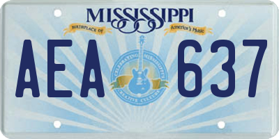 MS license plate AEA637