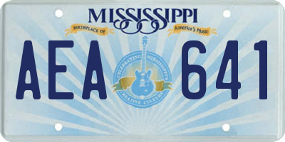 MS license plate AEA641
