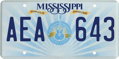 MS license plate AEA643