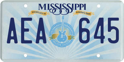 MS license plate AEA645