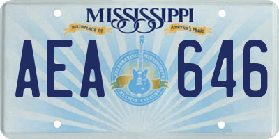 MS license plate AEA646
