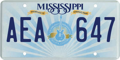 MS license plate AEA647