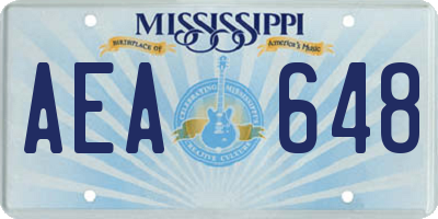 MS license plate AEA648