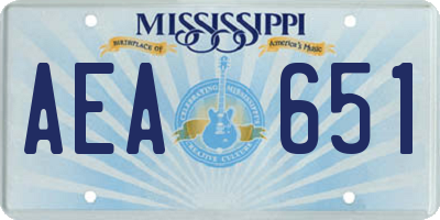 MS license plate AEA651