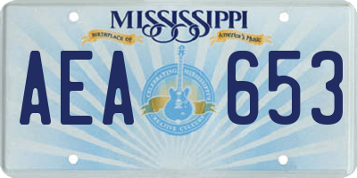MS license plate AEA653