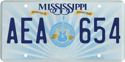 MS license plate AEA654
