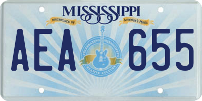 MS license plate AEA655