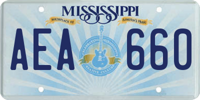 MS license plate AEA660