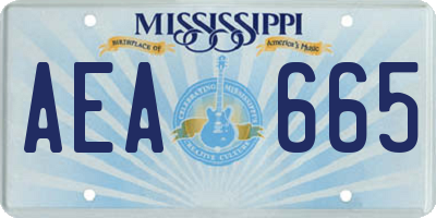 MS license plate AEA665