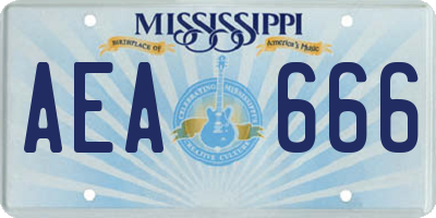 MS license plate AEA666