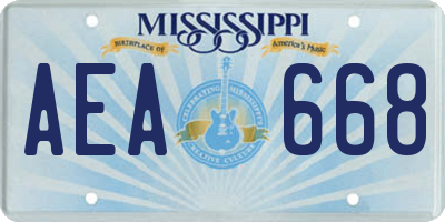 MS license plate AEA668