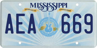 MS license plate AEA669