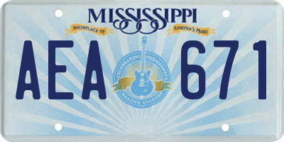 MS license plate AEA671