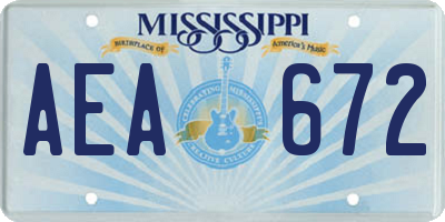 MS license plate AEA672