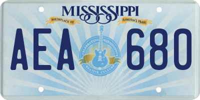 MS license plate AEA680