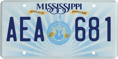 MS license plate AEA681